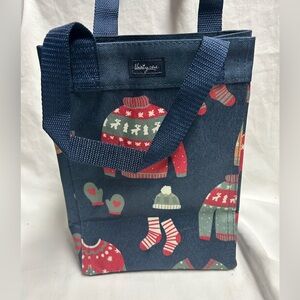 Thirty One Essential Small Tote Sweater Christmas Navy Lunch Bag
